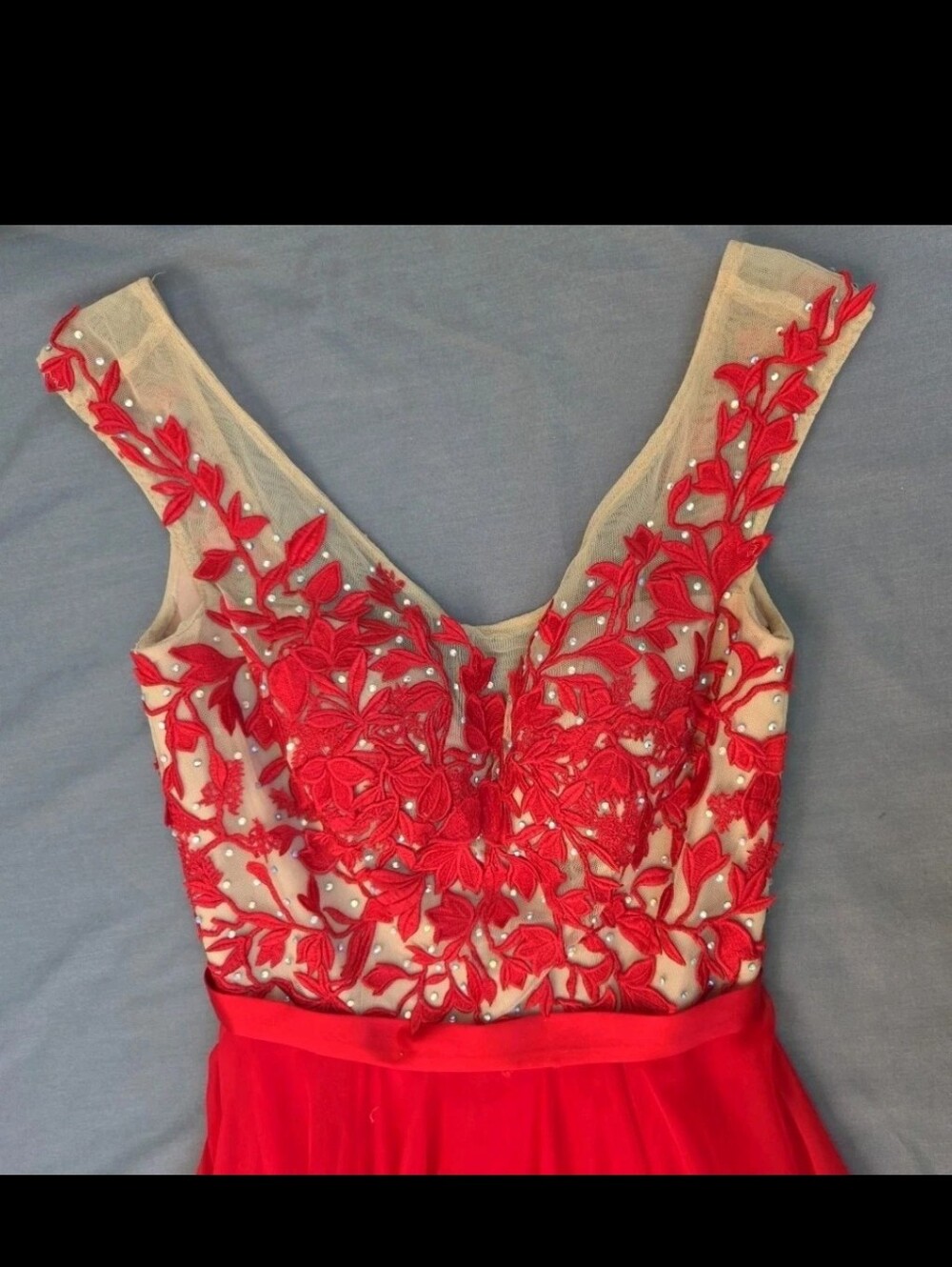 Sherri Hill Prom Dress Size 2 Red Ball Gown With Mini Train - Picture 4 of 8